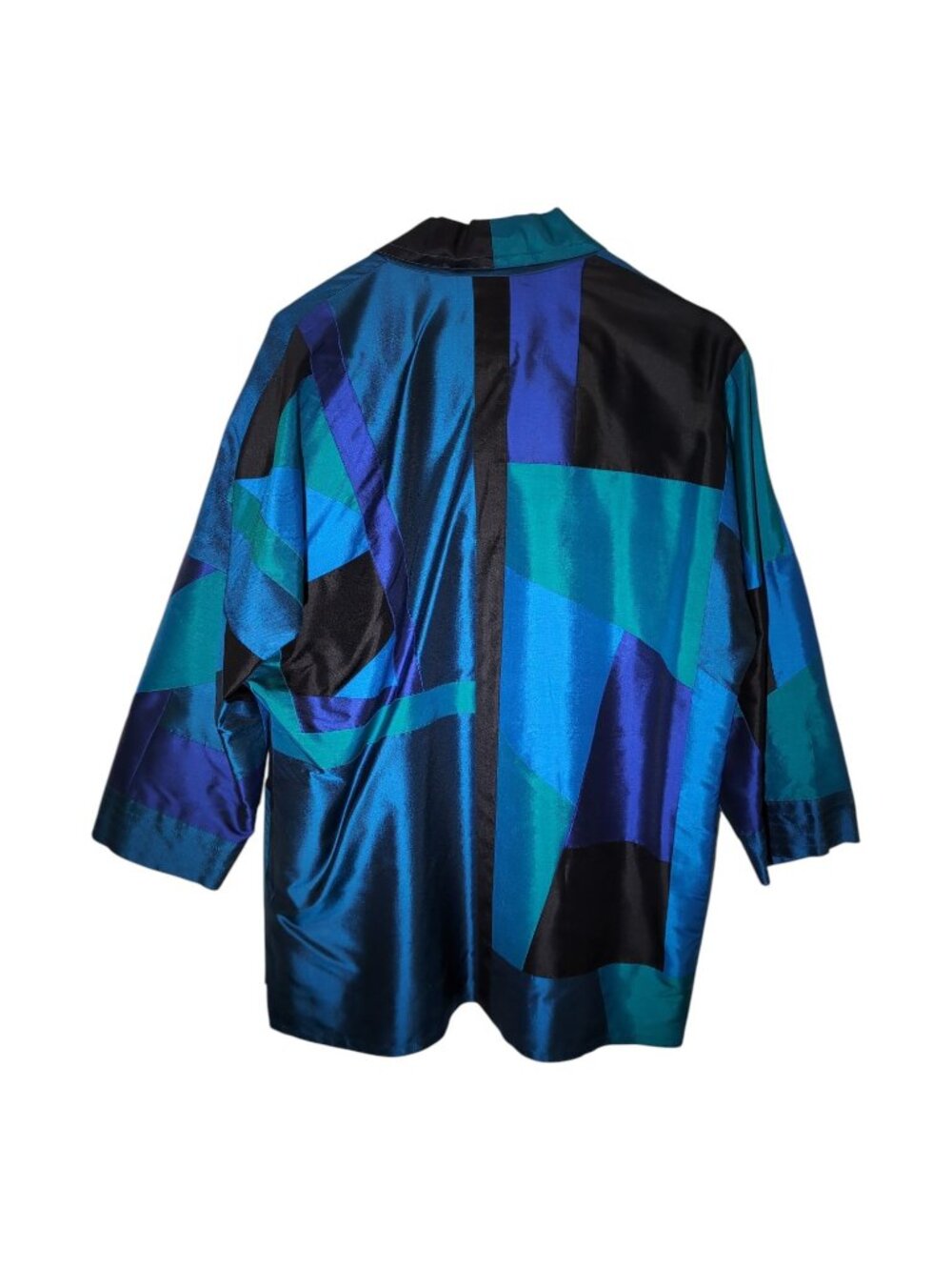 Wearable Art Jacket Thai Silk Patchwork Kimono Boho Lagenlook Oversized Medium - Picture 2 of 10